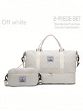 2Pcs/Set Large Capacity Travel Tote Bag, Wet & Dry Separation Gym Bag, Weekend Overnight Shoulder Bag, Hospital Essential Mommy Bag, Travel Bag, Vacation Bag, Weekend Bag, Overnight Bag, with Trolley, Shoe Compartment, Carry-On Bag, Cosmetic Organizer, Suitable for Suitcase, Gym Bag, Travel Tote, Personal Bag, College Bag, Luggage Bag, Weekend Bag, Hospital Bag, Winter Bag, School Supplies Bag