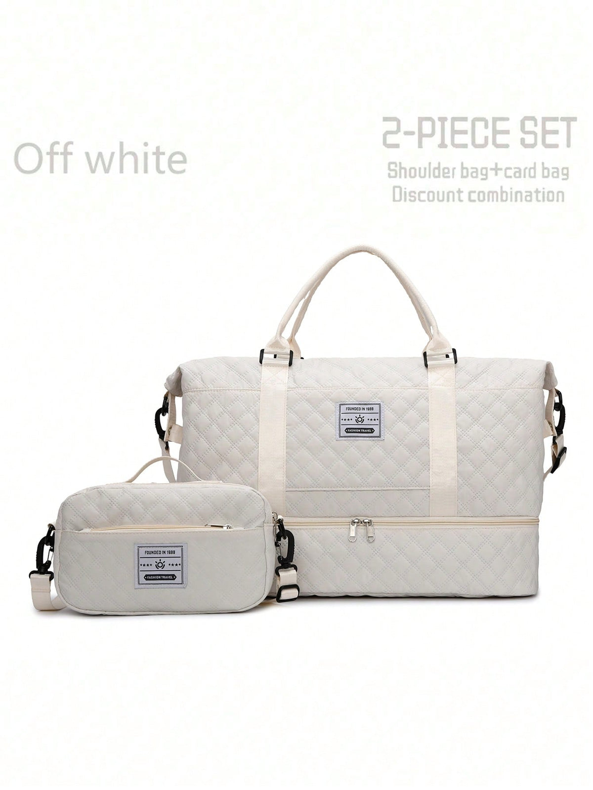 2Pcs/Set Large Capacity Travel Tote Bag, Wet & Dry Separation Gym Bag, Weekend Overnight Shoulder Bag, Hospital Essential Mommy Bag, Travel Bag, Vacation Bag, Weekend Bag, Overnight Bag, with Trolley, Shoe Compartment, Carry-On Bag, Cosmetic Organizer, Suitable for Suitcase, Gym Bag, Travel Tote, Personal Bag, College Bag, Luggage Bag, Weekend Bag, Hospital Bag, Winter Bag, School Supplies Bag
