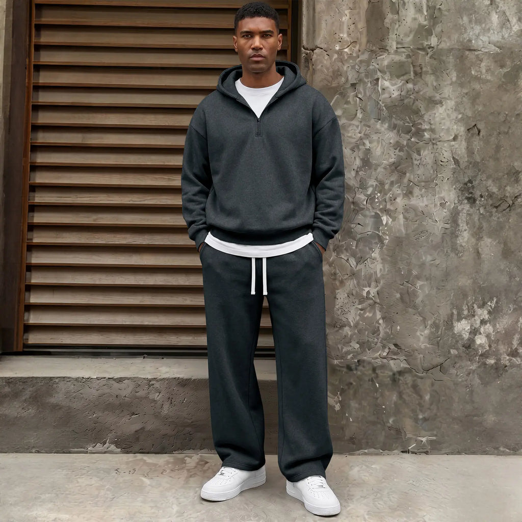JMIERR Men'S 2 Piece Outfits Cotton 1/4 Zip Hoodie Sweatshirt Sweatsuit Set | Quarter-Zip, Hoodie Sweatshirt Tracksuit & Joggers Sweatpants, Couple Outfits, Matching Lounge Sets, Fall, Winter, Fleece