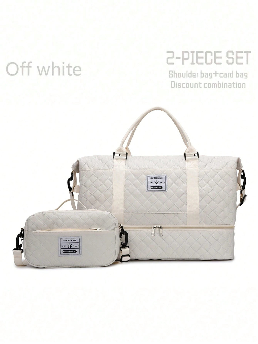 2Pcs/Set Large Capacity Travel Tote Bag, Wet & Dry Separation Gym Bag, Weekend Overnight Shoulder Bag, Hospital Essential Mommy Bag, Travel Bag, Vacation Bag, Weekend Bag, Overnight Bag, with Trolley, Shoe Compartment, Carry-On Bag, Cosmetic Organizer, Suitable for Suitcase, Gym Bag, Travel Tote, Personal Bag, College Bag, Luggage Bag, Weekend Bag, Hospital Bag, Winter Bag, School Supplies Bag