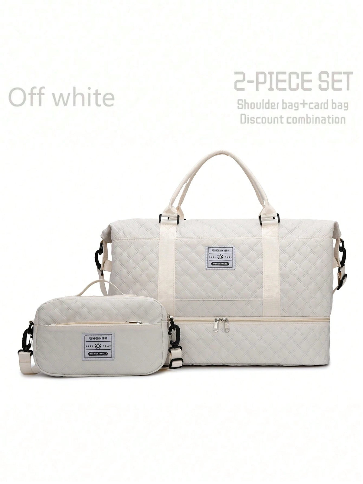 2Pcs/Set Large Capacity Travel Tote Bag, Wet & Dry Separation Gym Bag, Weekend Overnight Shoulder Bag, Hospital Essential Mommy Bag, Travel Bag, Vacation Bag, Weekend Bag, Overnight Bag, with Trolley, Shoe Compartment, Carry-On Bag, Cosmetic Organizer, Suitable for Suitcase, Gym Bag, Travel Tote, Personal Bag, College Bag, Luggage Bag, Weekend Bag, Hospital Bag, Winter Bag, School Supplies Bag