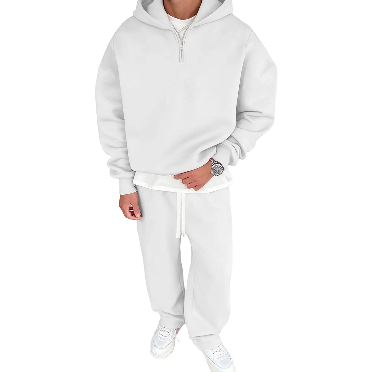 JMIERR Men'S 2 Piece Outfits Cotton 1/4 Zip Hoodie Sweatshirt Sweatsuit Set | Quarter-Zip, Hoodie Sweatshirt Tracksuit & Joggers Sweatpants, Couple Outfits, Matching Lounge Sets, Fall, Winter, Fleece