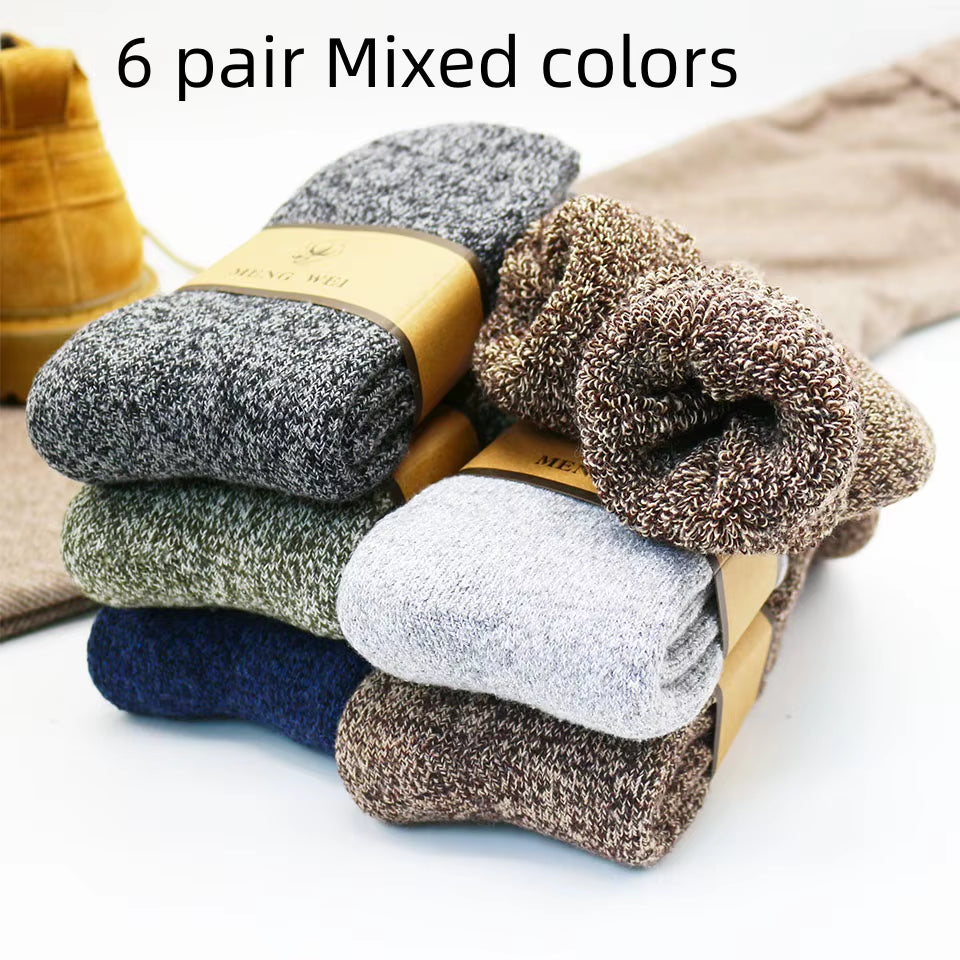 Winter Men'S Merino Wool Socks Super Thick Warm High Quality Harajuku Retro Snow Casual Antifreeze Cashmere Socks Men 3 Pair