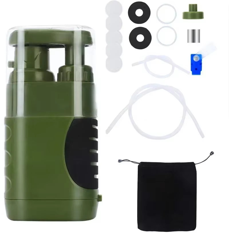 Outdoor Water Purifier Pump 3-Stage Water Filter 0.01 Micron Emergency Portable Water Filtered for Hiking Survival Gear Camping