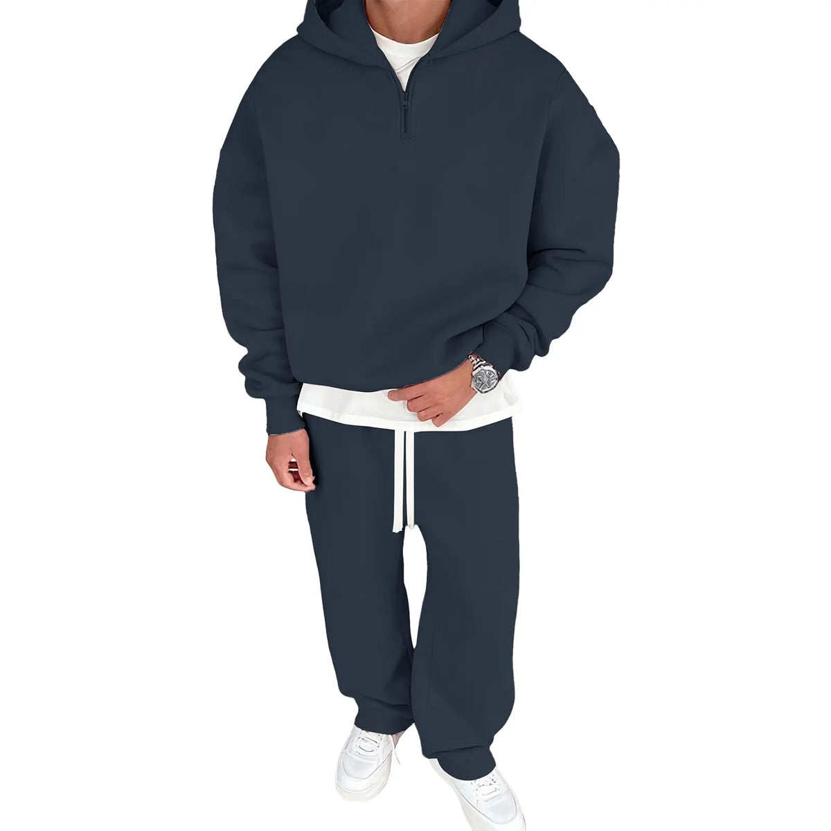 JMIERR Men'S 2 Piece Outfits Cotton 1/4 Zip Hoodie Sweatshirt Sweatsuit Set | Quarter-Zip, Hoodie Sweatshirt Tracksuit & Joggers Sweatpants, Couple Outfits, Matching Lounge Sets, Fall, Winter, Fleece