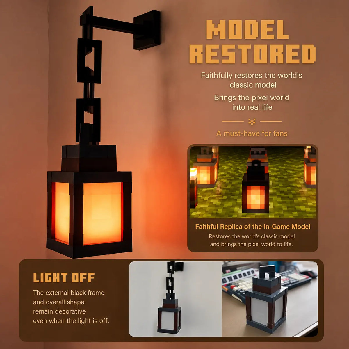 Pixel LED Wall Lamp, RGB Color Changing Night Light with Remote Control, Retro Gaming Room Decor, Rechargeable Mood Light for Bedroom, Desk Setup & Gift Ideas