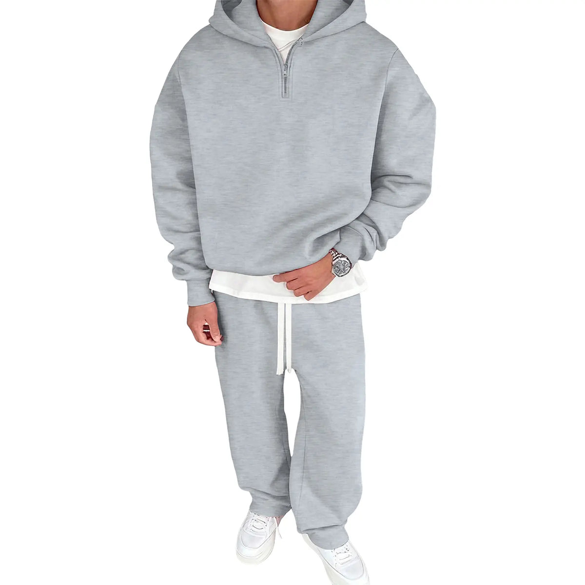 JMIERR Men'S 2 Piece Outfits Cotton 1/4 Zip Hoodie Sweatshirt Sweatsuit Set | Quarter-Zip, Hoodie Sweatshirt Tracksuit & Joggers Sweatpants, Couple Outfits, Matching Lounge Sets, Fall, Winter, Fleece