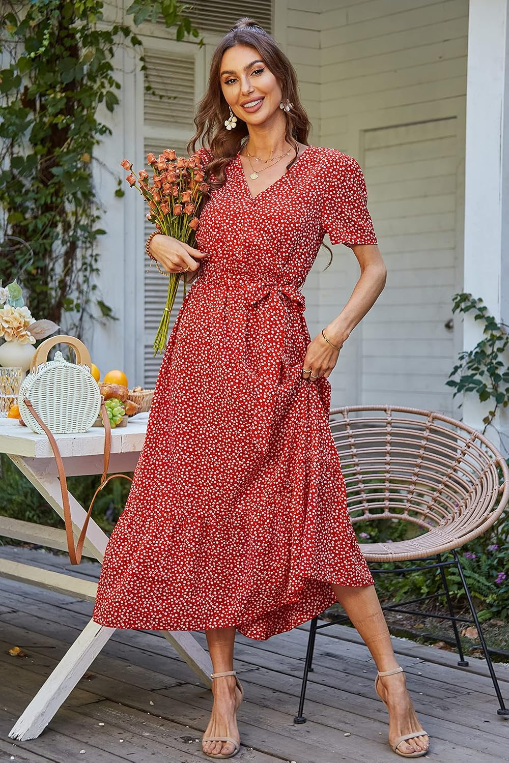 Women'S Summer Floral Boho Maxi Dress