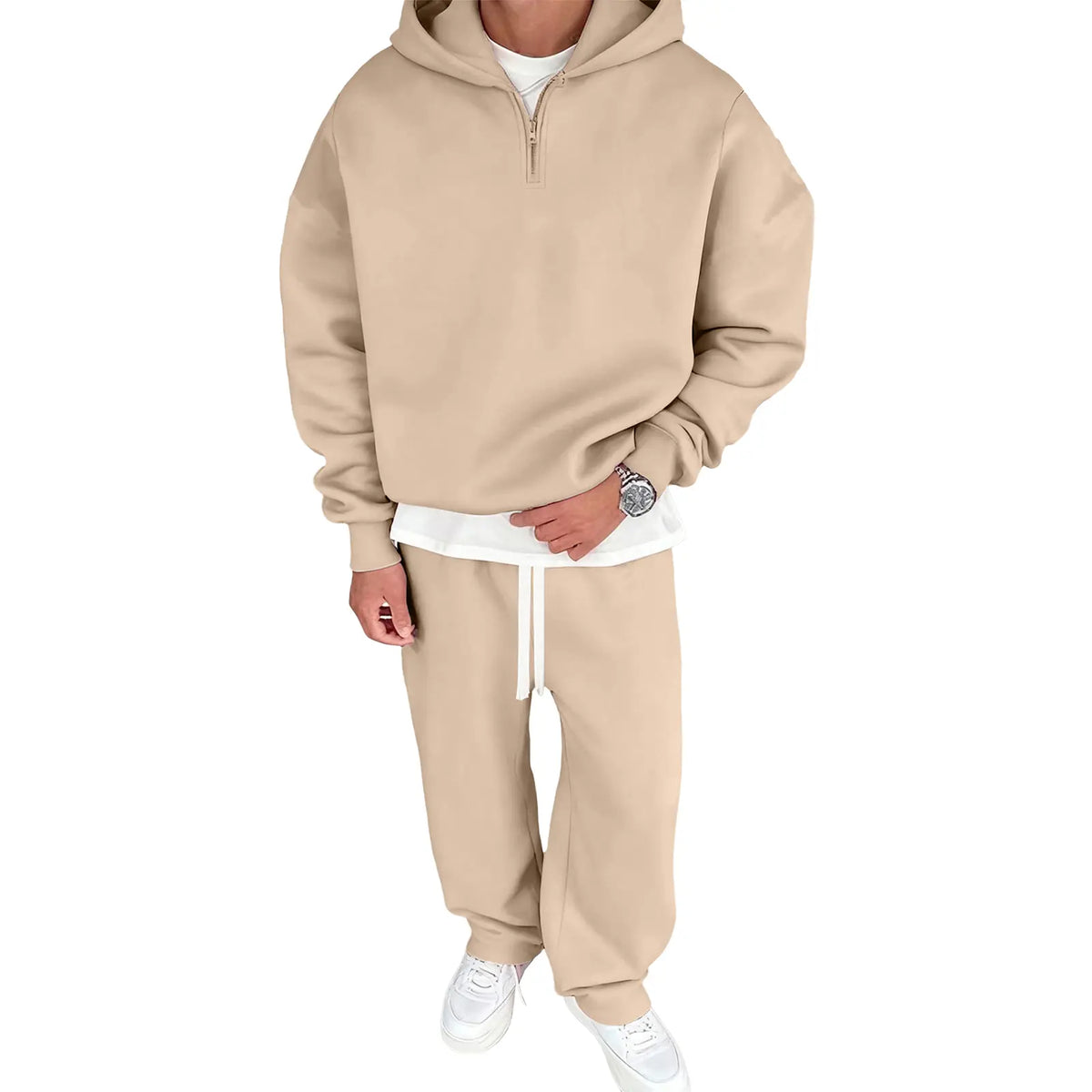 JMIERR Men'S 2 Piece Outfits Cotton 1/4 Zip Hoodie Sweatshirt Sweatsuit Set | Quarter-Zip, Hoodie Sweatshirt Tracksuit & Joggers Sweatpants, Couple Outfits, Matching Lounge Sets, Fall, Winter, Fleece