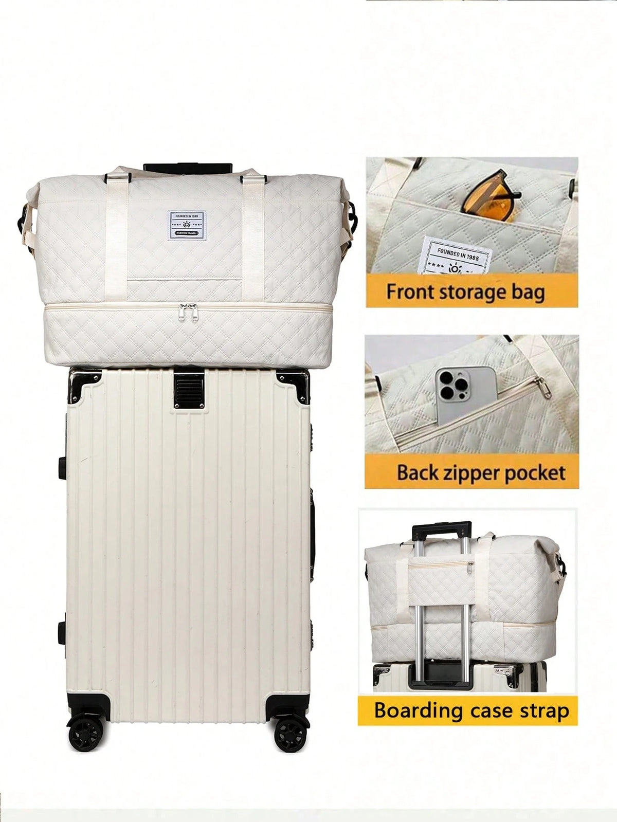 2Pcs/Set Large Capacity Travel Tote Bag, Wet & Dry Separation Gym Bag, Weekend Overnight Shoulder Bag, Hospital Essential Mommy Bag, Travel Bag, Vacation Bag, Weekend Bag, Overnight Bag, with Trolley, Shoe Compartment, Carry-On Bag, Cosmetic Organizer, Suitable for Suitcase, Gym Bag, Travel Tote, Personal Bag, College Bag, Luggage Bag, Weekend Bag, Hospital Bag, Winter Bag, School Supplies Bag