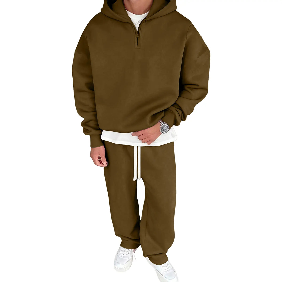 JMIERR Men'S 2 Piece Outfits Cotton 1/4 Zip Hoodie Sweatshirt Sweatsuit Set | Quarter-Zip, Hoodie Sweatshirt Tracksuit & Joggers Sweatpants, Couple Outfits, Matching Lounge Sets, Fall, Winter, Fleece