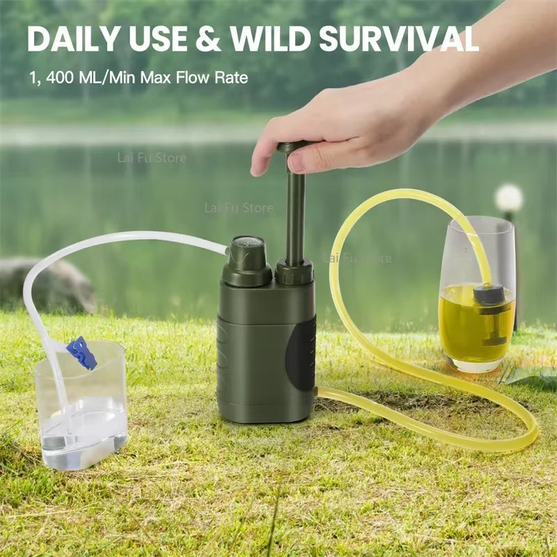 Outdoor Water Purifier Pump 3-Stage Water Filter 0.01 Micron Emergency Portable Water Filtered for Hiking Survival Gear Camping