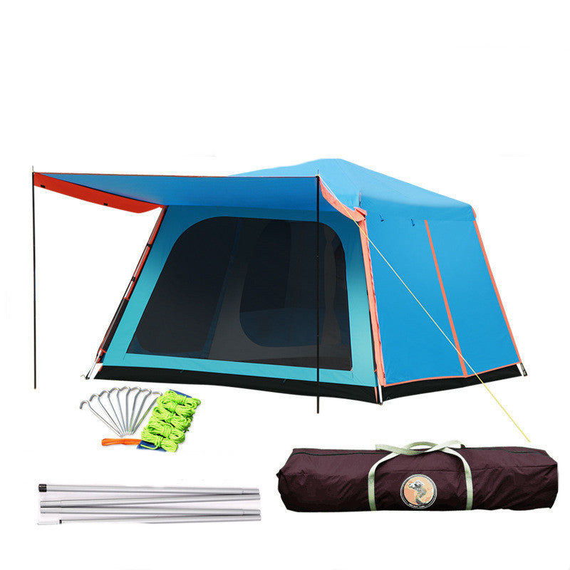 Outdoor Fully Automatic Aluminum Pole 3-4-5-8 People Double-Layer Thickening Rainstorm Field Camping Big Tent