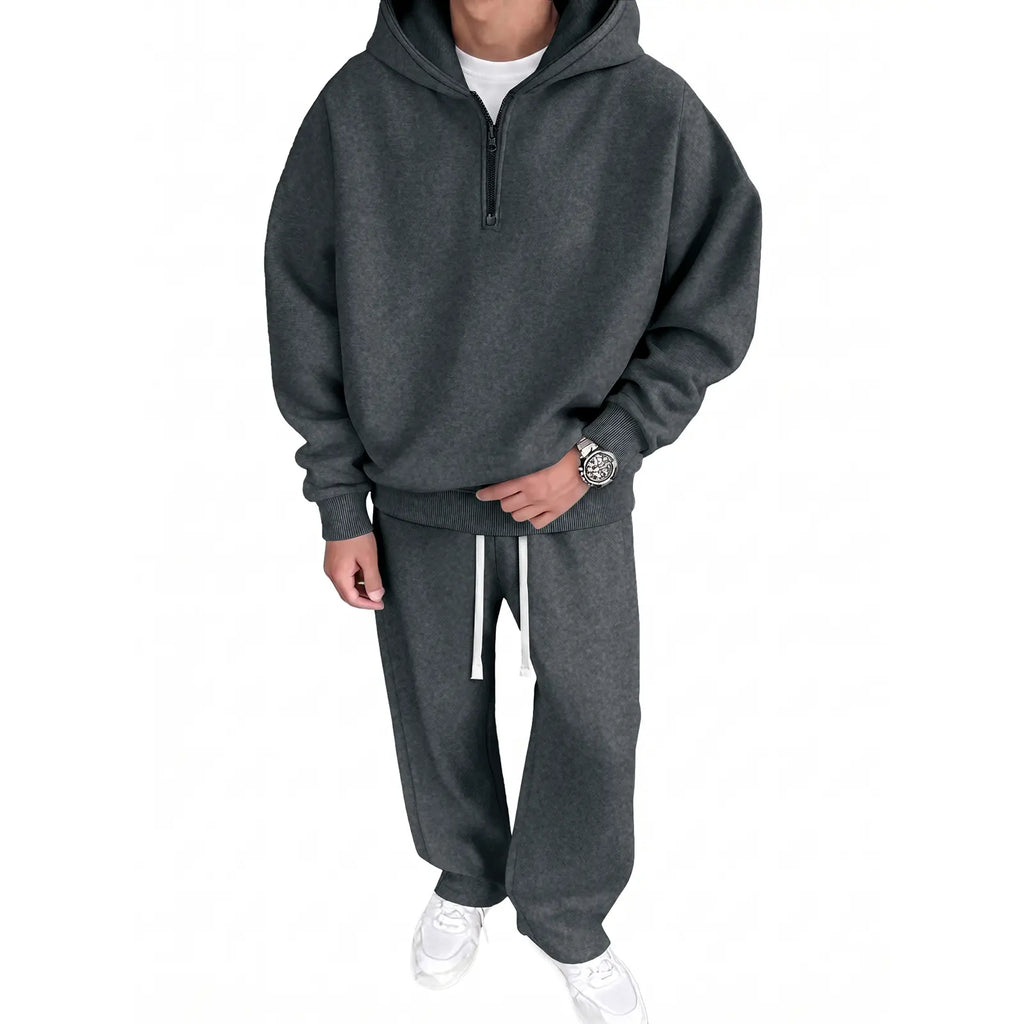 JMIERR Men'S 2 Piece Outfits Cotton 1/4 Zip Hoodie Sweatshirt Sweatsuit Set | Quarter-Zip, Hoodie Sweatshirt Tracksuit & Joggers Sweatpants, Couple Outfits, Matching Lounge Sets, Fall, Winter, Fleece