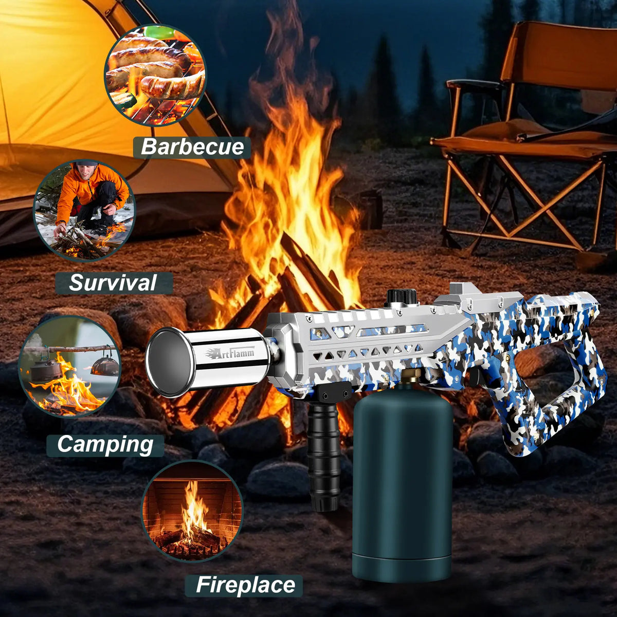 【Blainzz‘S Pick】Toolupgrade Powerful Propane Torch with Adjustable Flame, Heat Output Blow Torch for Campfire, Fire Pit Starter, Fun Gift (Propane Tank Not Included)